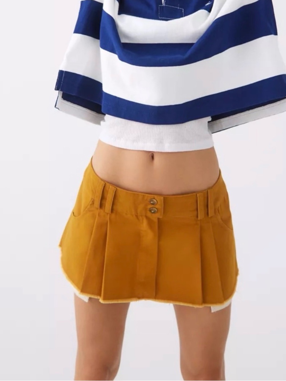 BDG Mustard Button-Front Mini Skirt